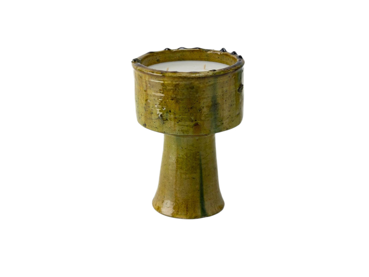 Handmade Tamegroute Pottery Candle Cup – Moroccan Artisan Scented Candle