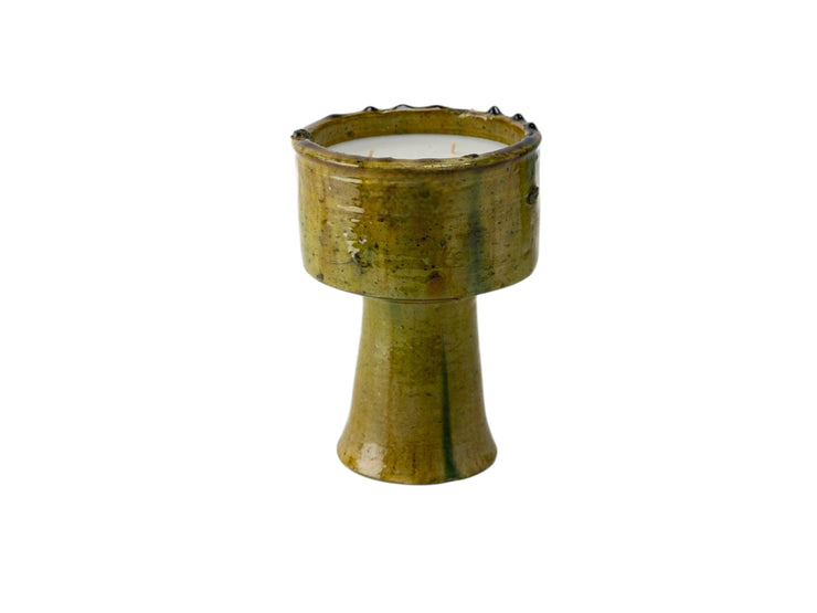 Handmade Tamegroute Pottery Candle Cup – Moroccan Artisan Scented Candle