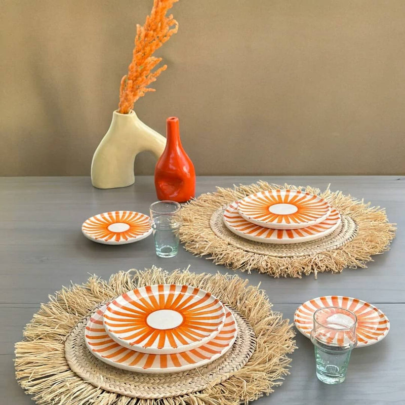 Orange Sun Plate Set - Vibrant Dinnerware for Summer Dining