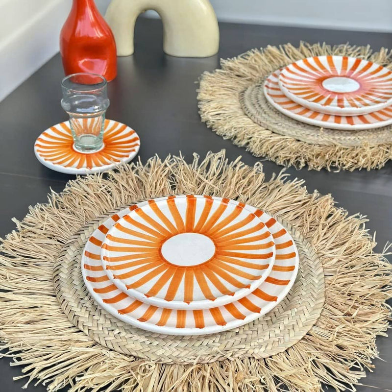 Orange Sun Plate Set - Vibrant Dinnerware for Summer Dining