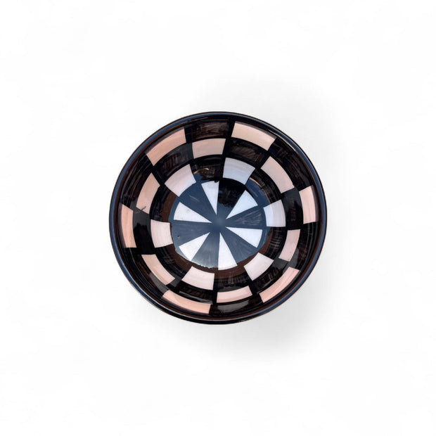 Handpainted Black & White Fes Moroccan Bowls (Set of 5 - 10 cm Diameter)