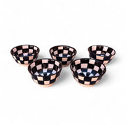 Handpainted Black & White Fes Moroccan Bowls (Set of 5 - 10 cm Diameter)