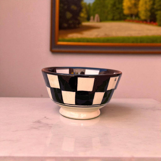 Handpainted Black & White Fes Moroccan Bowls (Set of 5 - 10 cm Diameter)