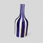 Handcrafted Dark Blue & White Striped Vase (24 cm)