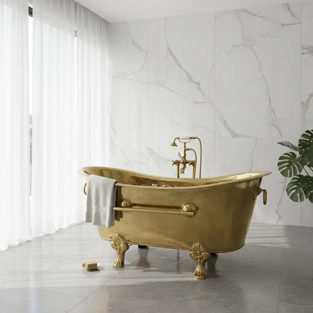 handmade brass freestanding bathtub luxury soaking tub