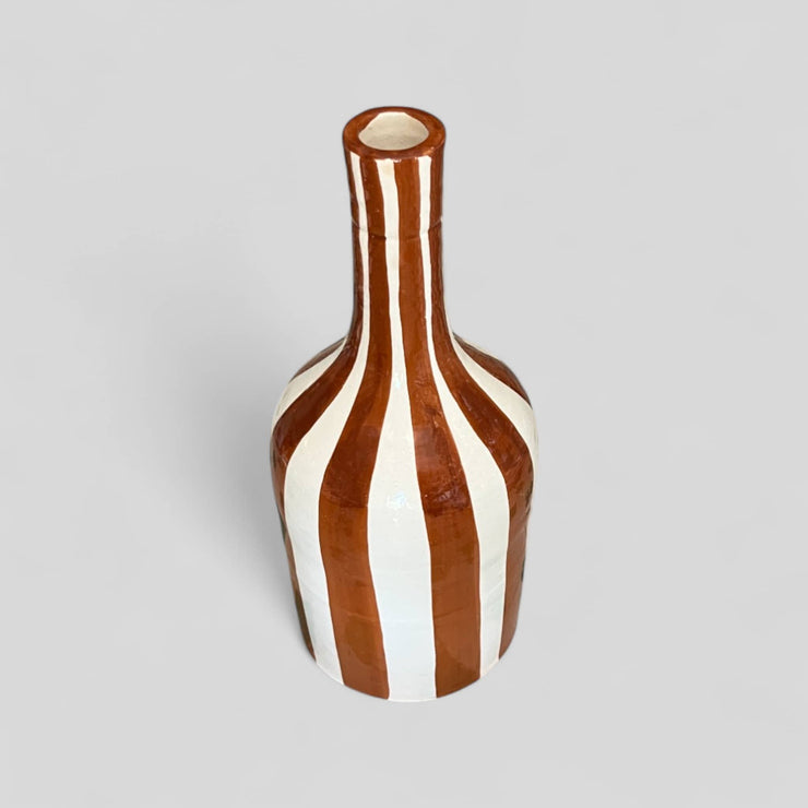 Handcrafted Brown & White Striped Vase (24 cm)
