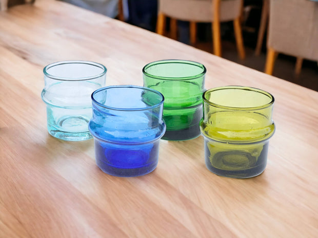 Handblown Glasses, Set of 6  Glasses, Recycled Tumbler, Sustainable, handmade, Handblown Glass, Coloured glass, Moroccan Recycled Glass Cups