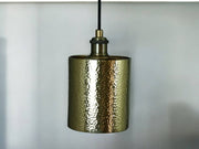  Handcrafted Hammered Brass Cylindrical Pendant Ceiling Light Fixture