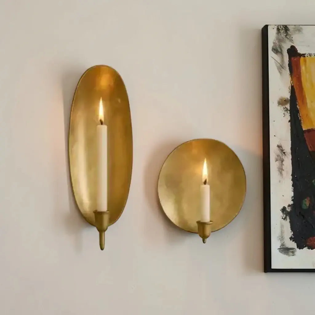 handmade moroccan brass wall candle sconce round and oval solid brass wall decor