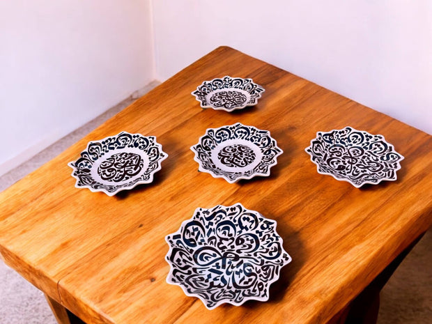 Hand-Painted Arabic Calligraphy Ceramic Plate – Moroccan Artisan Tableware
