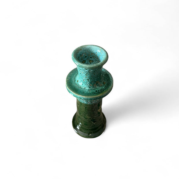  handmade and glazed multi-toned green candle holder 