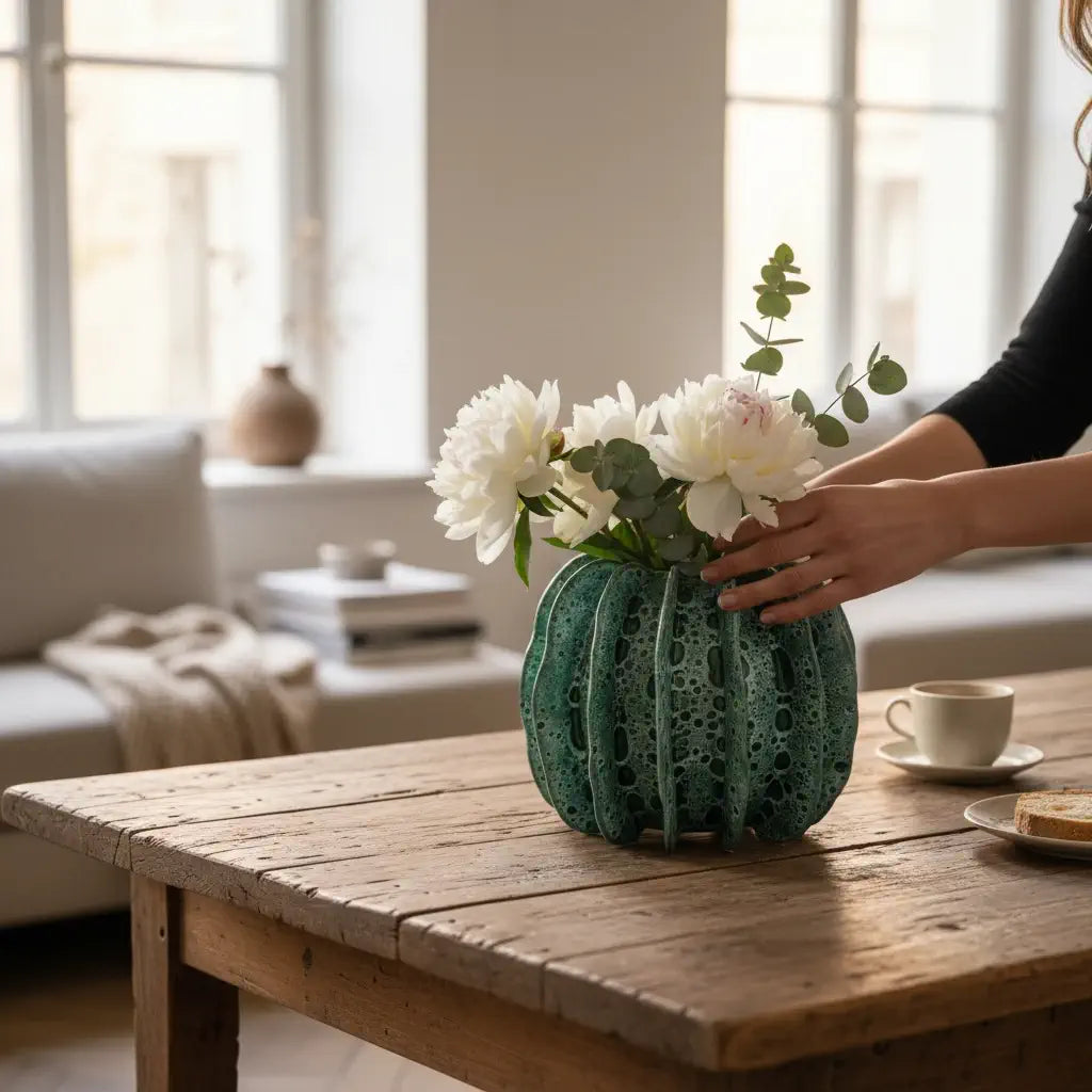 textured ceramic vase artisan handmade decor