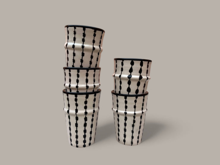 Handmade Fes Pottery Mug – Moroccan Ceramic Tea & Coffee Cup (Set of 5)