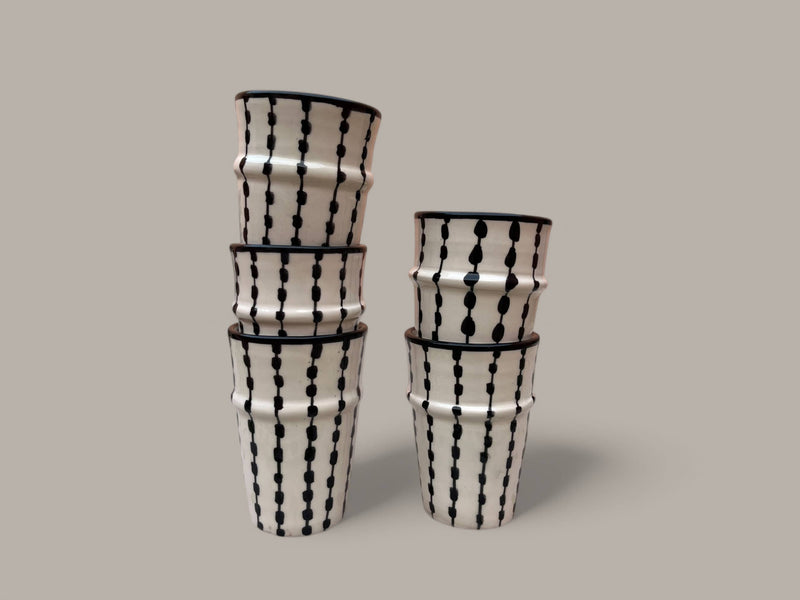 Handmade Fes Pottery Mug – Moroccan Ceramic Tea & Coffee Cup (Set of 5)