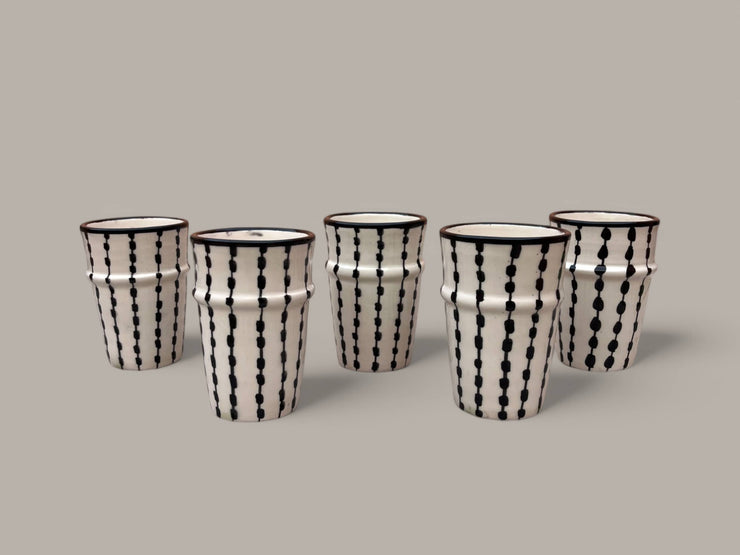 Handmade Fes Pottery Mug – Moroccan Ceramic Tea & Coffee Cup (Set of 5)