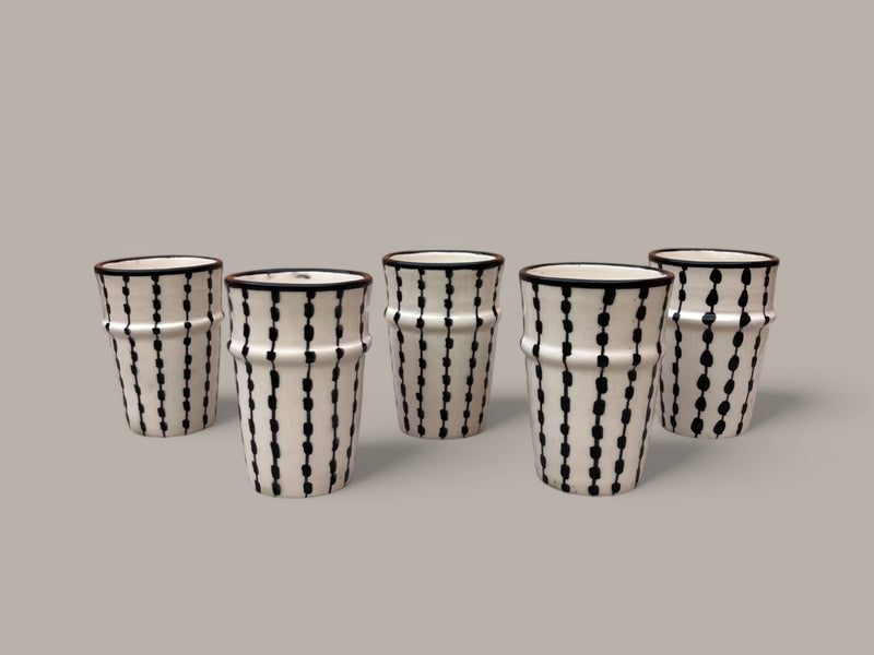 Handmade Fes Pottery Mug – Moroccan Ceramic Tea & Coffee Cup (Set of 5)