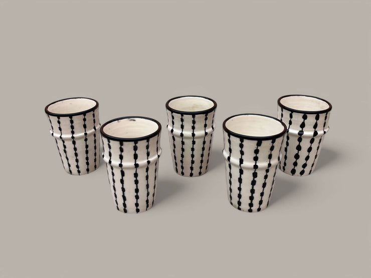 Handmade Fes Pottery Mug – Moroccan Ceramic Tea & Coffee Cup (Set of 5)