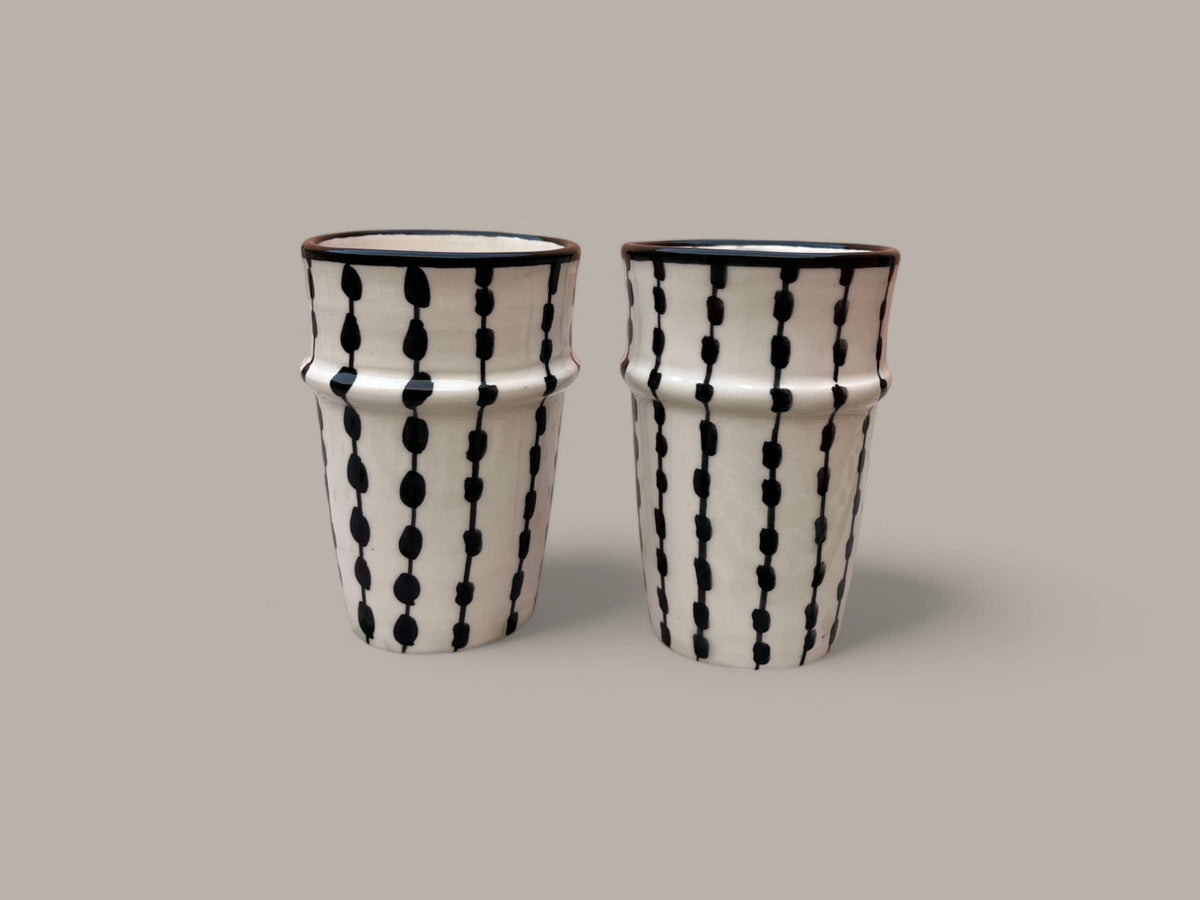 Handmade Fes Pottery Mug – Moroccan Ceramic Tea & Coffee Cup (Set of 5)
