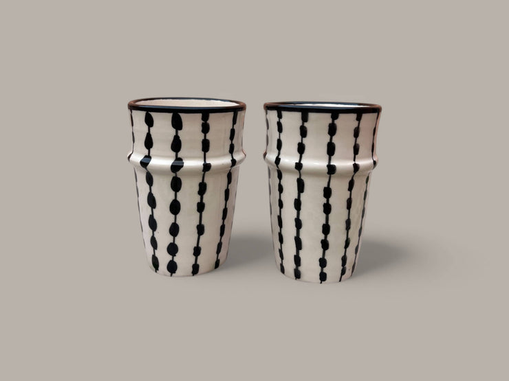 Handmade Fes Pottery Mug – Moroccan Ceramic Tea & Coffee Cup (Set of 5)