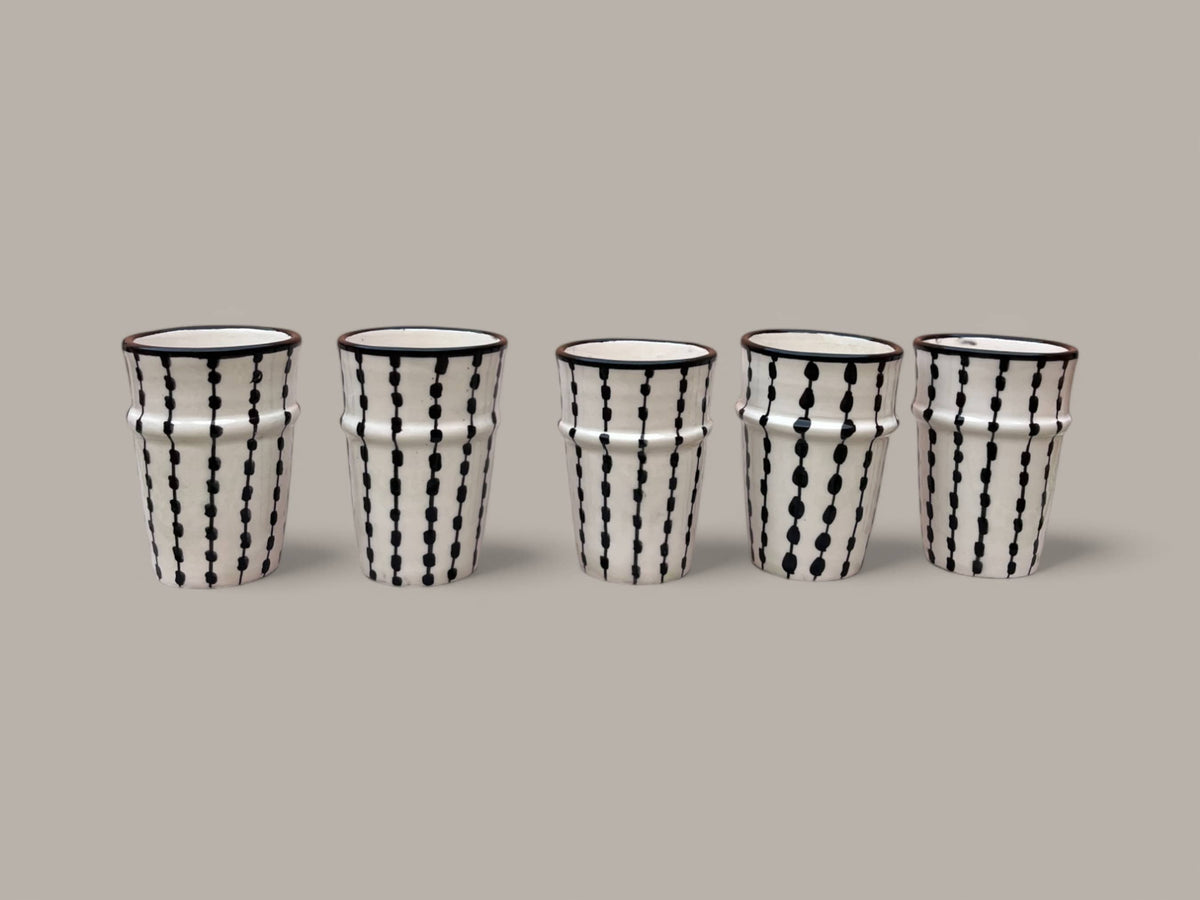 Handmade Fes Pottery Mug – Moroccan Ceramic Tea & Coffee Cup (Set of 5)