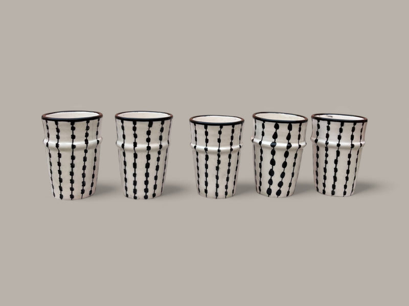 Handmade Fes Pottery Mug – Moroccan Ceramic Tea & Coffee Cup (Set of 5)