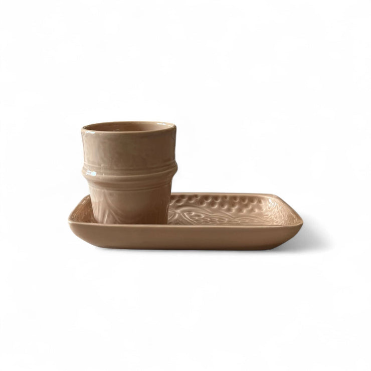 Discover Exquisite Artistry: Hand-Engraved Moroccan Cup & Tray Set (4 Cups + 4 Trays - Available in 2 Colors)