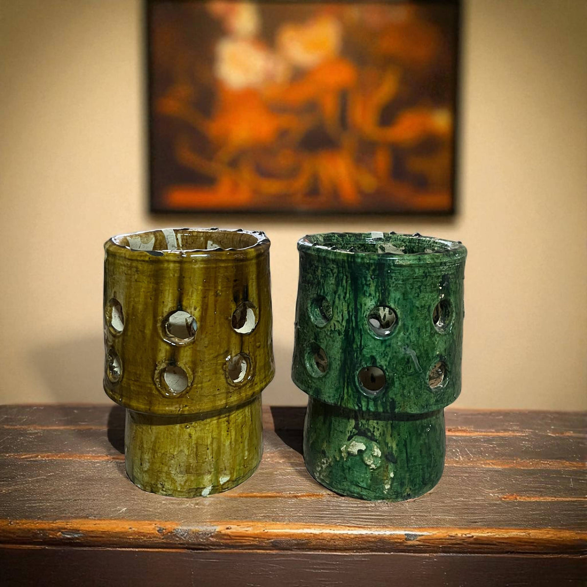 Tamegroute Pierced Cache-Pot – Green or Mustard Yellow
