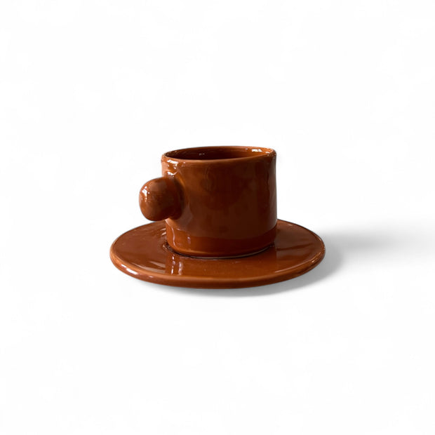 Moroccan Ceramic Espresso Cup & Saucer Set – Sold as Set of 4 per Color