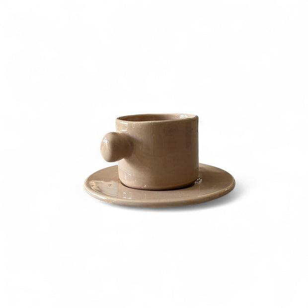 Moroccan Ceramic Espresso Cup & Saucer Set – Sold as Set of 4 per Color