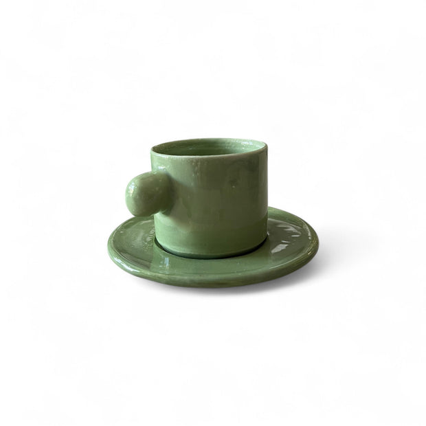 Moroccan Ceramic Espresso Cup & Saucer Set – Sold as Set of 4 per Color
