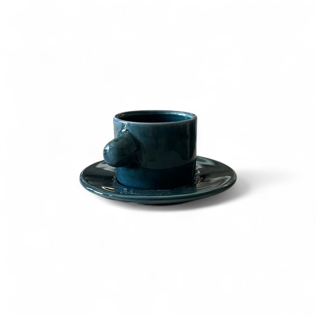 Moroccan Ceramic Espresso Cup & Saucer Set – Sold as Set of 4 per Color