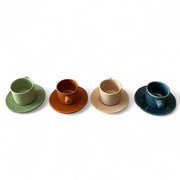 Moroccan Ceramic Espresso Cup & Saucer Set – Sold as Set of 4 per Color