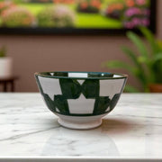  Handpainted Green & White Fes Moroccan Bowls (Set of 5 - 10 cm Diameter)