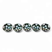  Handpainted Green & White Fes Moroccan Bowls (Set of 5 - 10 cm Diameter)