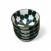  Handpainted Green & White Fes Moroccan Bowls (Set of 5 - 10 cm Diameter)