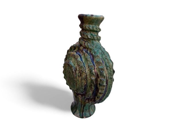 Artisan Handmade Moroccan Tamegroute  Green Glazed terracotta Vase