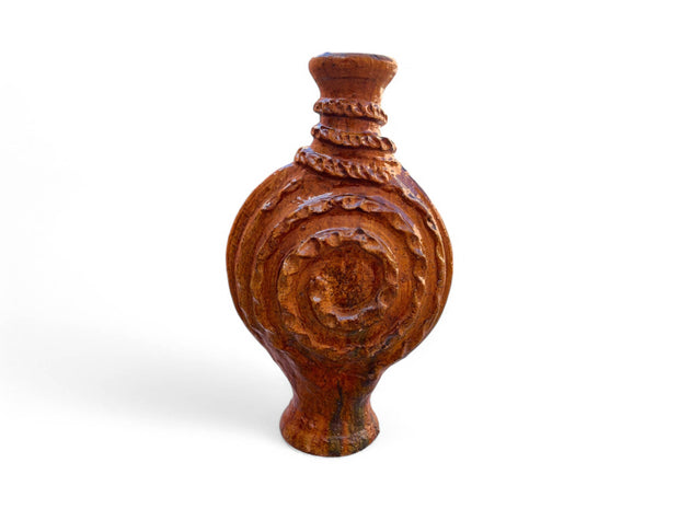 Artisan Handmade Moroccan Tamegroute  Green Glazed terracotta Vase
