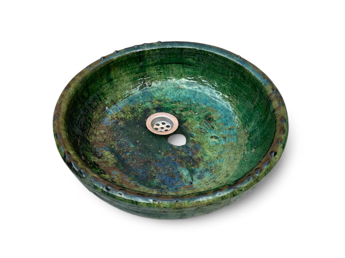 Pottery Green Glaze Sink