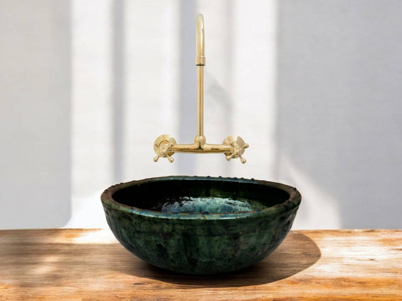 Pottery Green Glaze Sink
