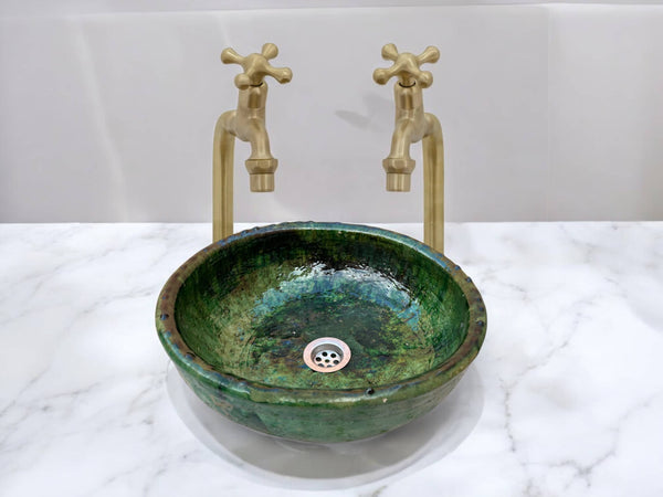 Pottery Green Glaze Sink