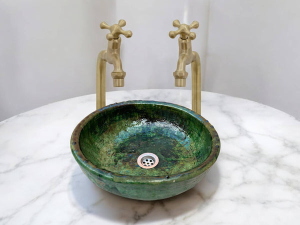 Pottery Green Glaze Sink