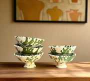 Green Splatter Moroccan Footed Bowls – Handcrafted Tamegroute Pottery for Serving or Planting (6"–12")