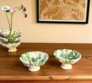 Green Splatter Moroccan Footed Bowls – Handcrafted Tamegroute Pottery for Serving or Planting (6"–12")