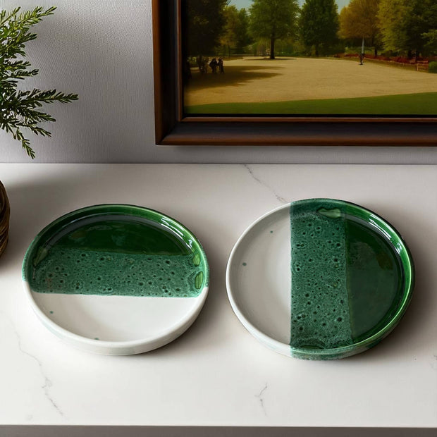Handmade Two-Toned Moroccan Plates with Speckled Finish
