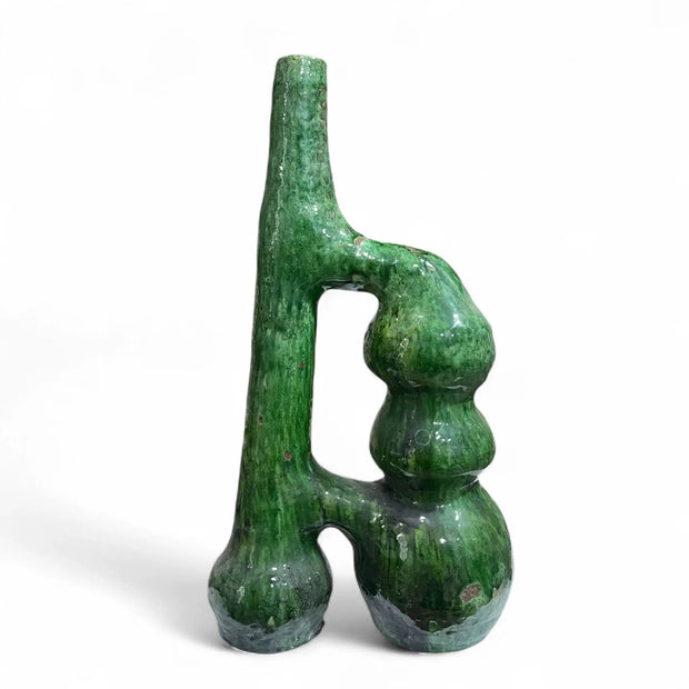 Green Abstract Tamegroute Vase on a white background