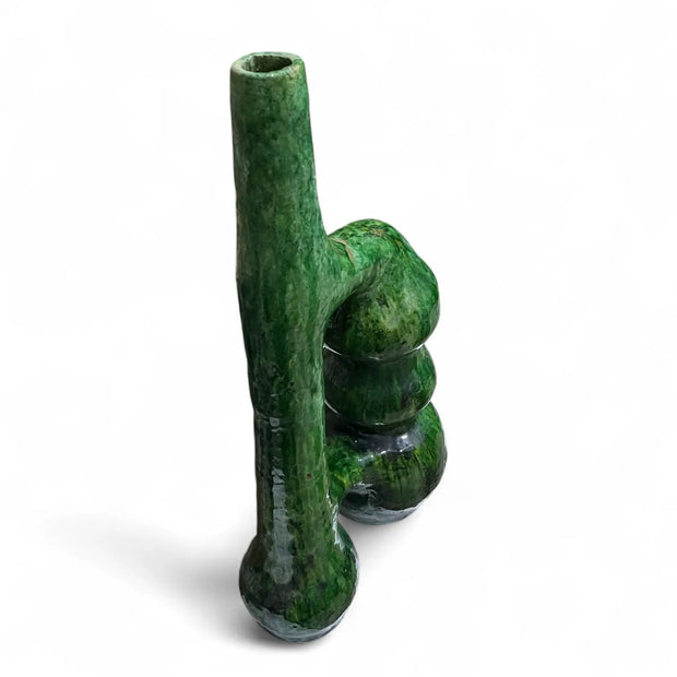 Green Abstract Tamegroute Vase on a white background