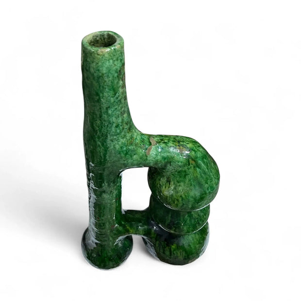 Green Abstract Tamegroute Vase on a white background