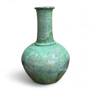 Greenish-brown ceramic vase on a white background