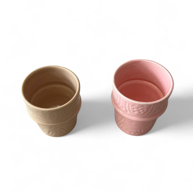 Hand-Engraved Moroccan Ceramic Cups – Set of 6