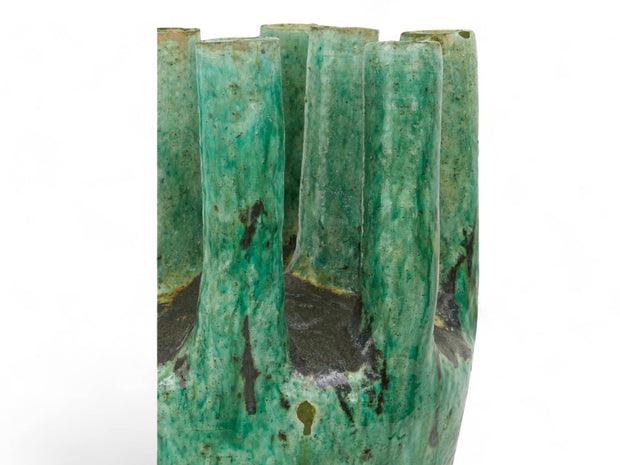 Artisan Handmade Moroccan Tamegroute  Green Glazed Vase